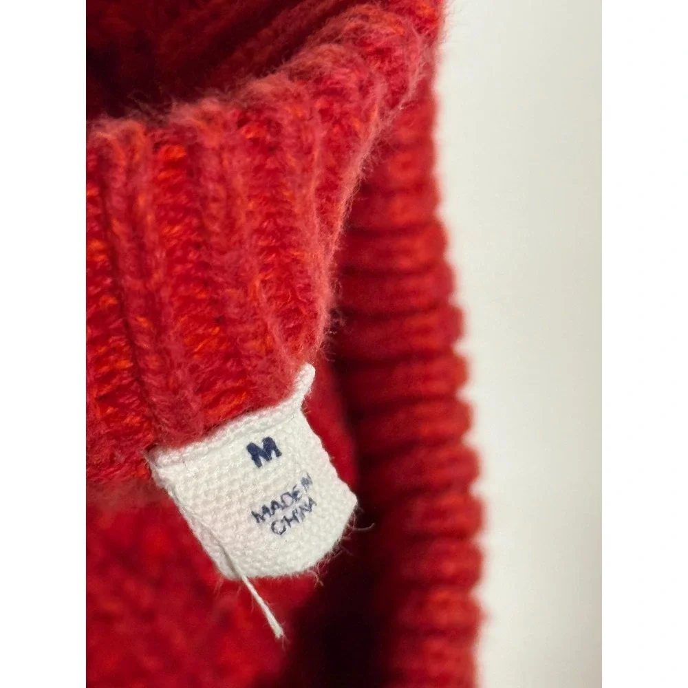 Gap Red Cable Knit Sweater Mens Medium Crew Neck Raglan Long Sleeve Pullover